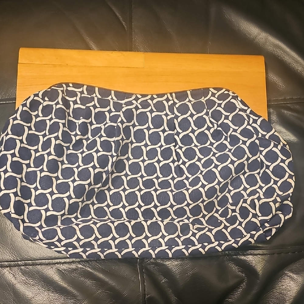 Navy and White Patterned Women's clutch